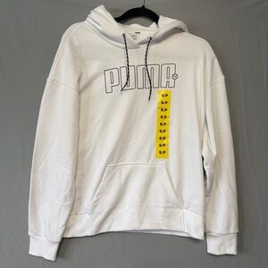 Puma Womens Pullover Hoodie Size Small White Sporty Lounge Athletic NWT READ